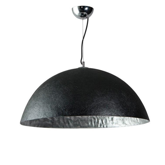 Zwarte hanglamp Lago met zilveren binnenkant