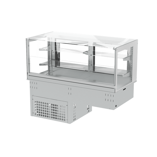 Infrico Fribuffet EEVAV4 ingebouwde koelvitrine met glazen opbouw en etages