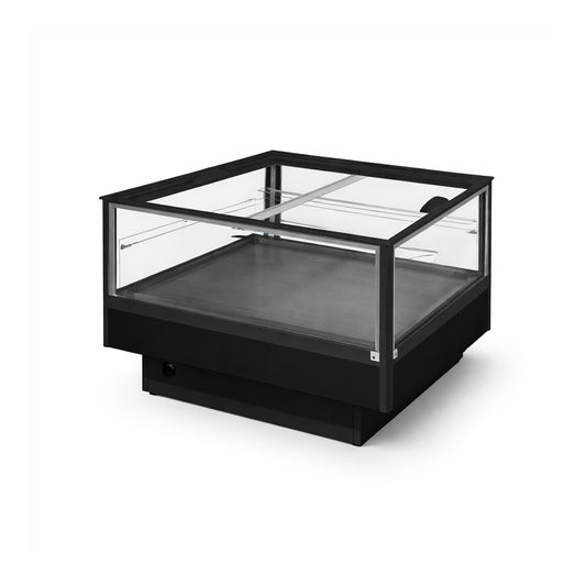 Koel- en vrieseiland van 100 cm met glasopbouw, geschikt voor het bewaren en presenteren van gekoelde en diepgevroren producten