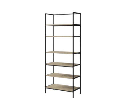 stalen winkelrek met houten schappen voor productpresentatie in kaas en delicatessenwinkel