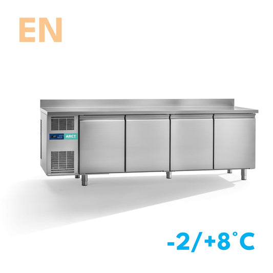 Dieptekoelwerkbank | 4 deurs EN | werkblad met opstaande rand | stekkerklaar