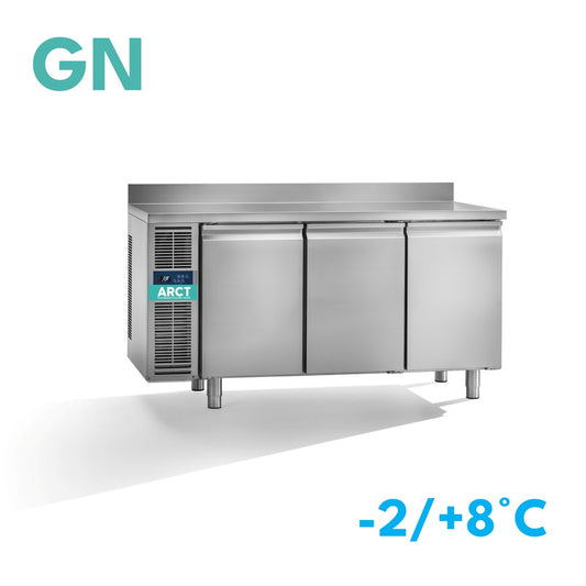 Dieptekoelwerkbank | 3 deurs GN | werkblad met opstaande rand | remote