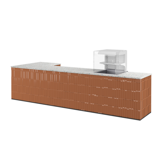 Hoektoonbank TONNY 7 | 380x140cm | Rechte hoeken | Terracotta & terrazzo