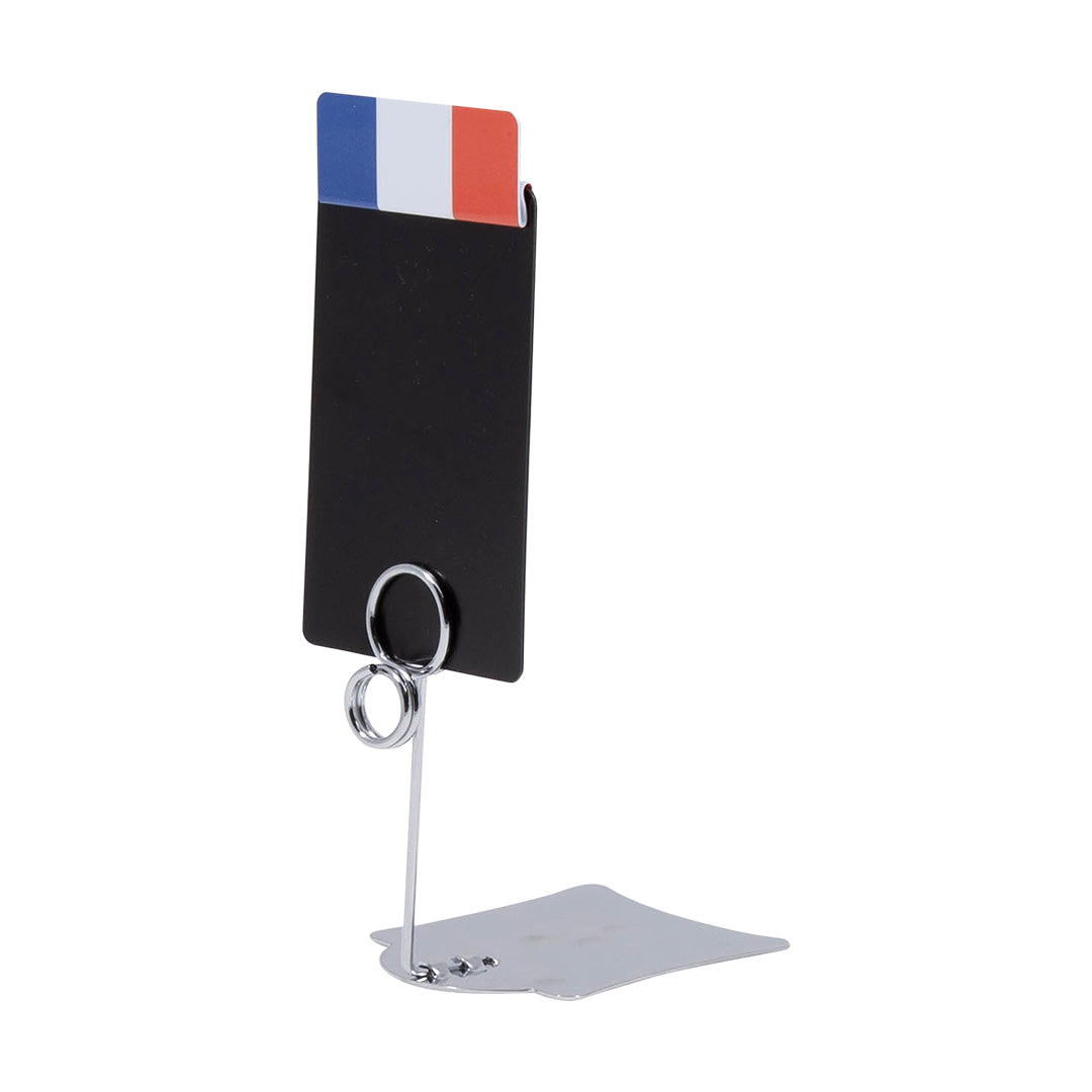 Franse vlag als opzetstukje op een staande prijskaarthouder