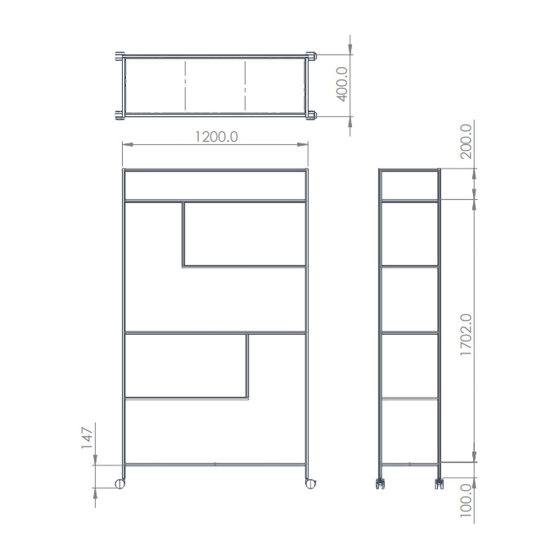 Presentatiekast POLLY | Altrose frame en metalen schappen